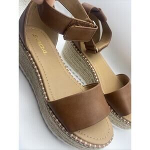 Soda Brown Wedge Sandals Size 8
